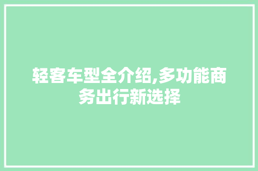 轻客车型全介绍,多功能商务出行新选择 车身配件
