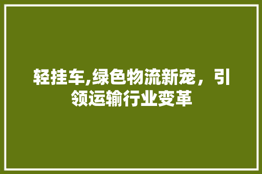 轻挂车,绿色物流新宠，引领运输行业变革