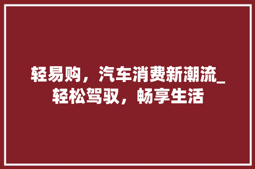 轻易购，汽车消费新潮流_轻松驾驭，畅享生活