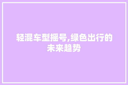 轻混车型摇号,绿色出行的未来趋势