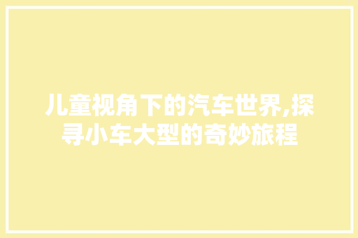 儿童视角下的汽车世界,探寻小车大型的奇妙旅程