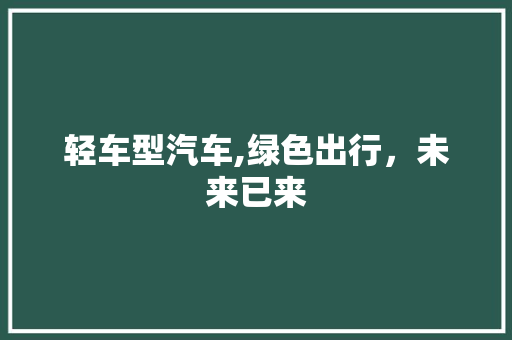 轻车型汽车,绿色出行，未来已来