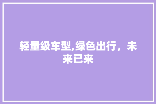 轻量级车型,绿色出行，未来已来