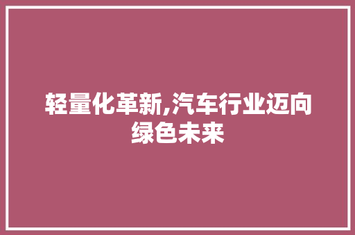轻量化革新,汽车行业迈向绿色未来