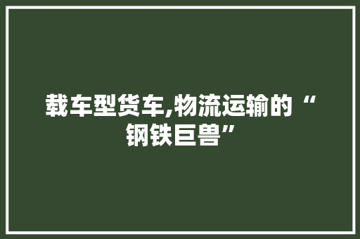 载车型货车,物流运输的“钢铁巨兽”