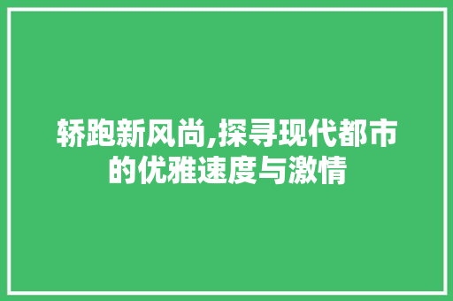 轿跑新风尚,探寻现代都市的优雅速度与激情