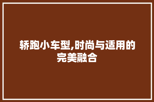 轿跑小车型,时尚与适用的完美融合