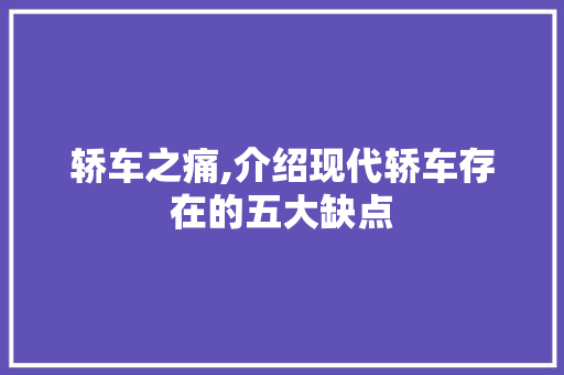 轿车之痛,介绍现代轿车存在的五大缺点