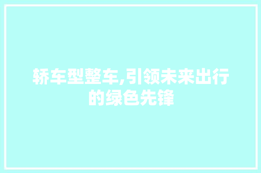 轿车型整车,引领未来出行的绿色先锋 车身配件