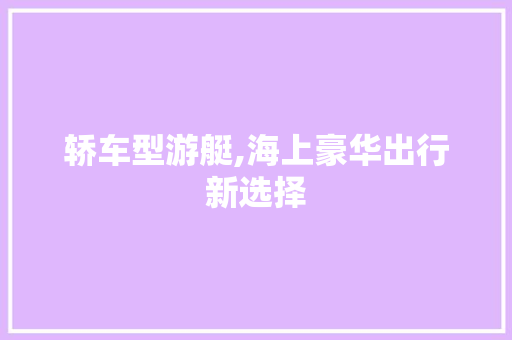 轿车型游艇,海上豪华出行新选择