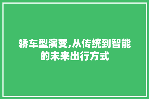 轿车型演变,从传统到智能的未来出行方式