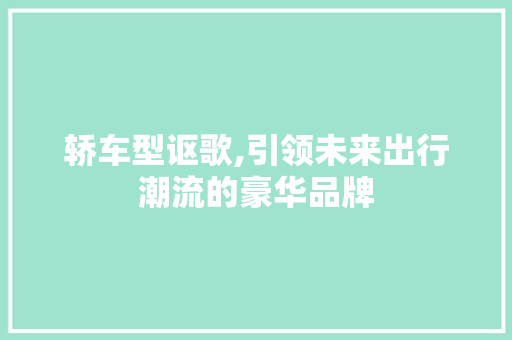 轿车型讴歌,引领未来出行潮流的豪华品牌