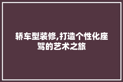 轿车型装修,打造个性化座驾的艺术之旅