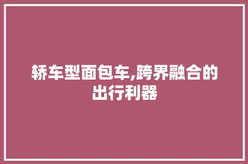 轿车型面包车,跨界融合的出行利器