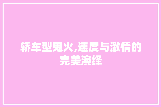 轿车型鬼火,速度与激情的完美演绎 汽车配件