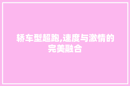 轿车型超跑,速度与激情的完美融合