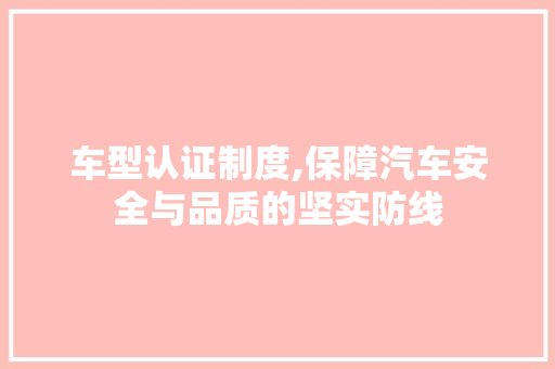 车型认证制度,保障汽车安全与品质的坚实防线 汽车配件