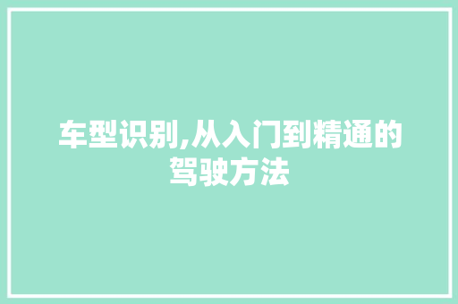 车型识别,从入门到精通的驾驶方法 汽车配件