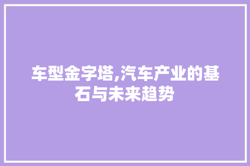 车型金字塔,汽车产业的基石与未来趋势