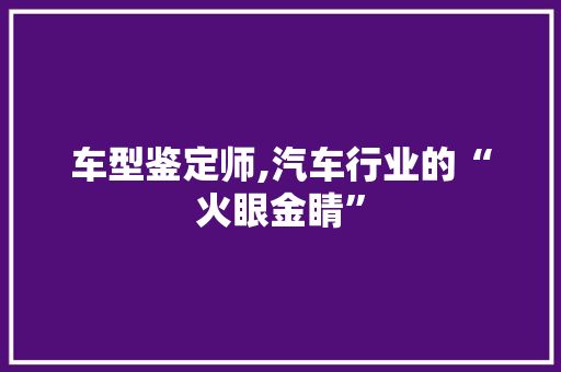 车型鉴定师,汽车行业的“火眼金睛”