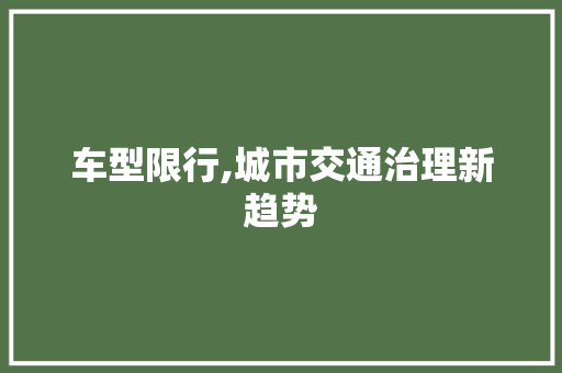 车型限行,城市交通治理新趋势