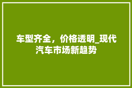 车型齐全，价格透明_现代汽车市场新趋势