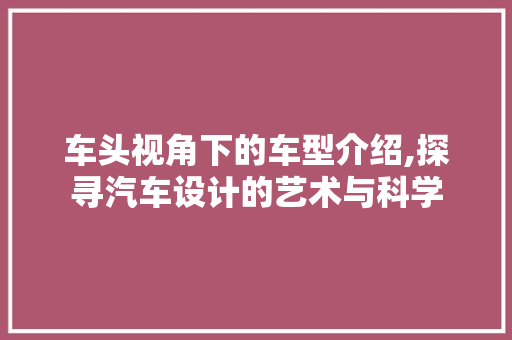 车头视角下的车型介绍,探寻汽车设计的艺术与科学