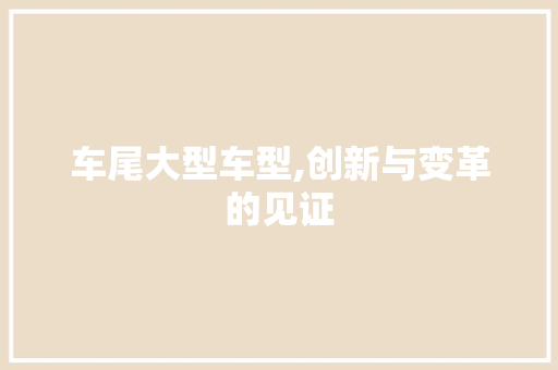 车尾大型车型,创新与变革的见证