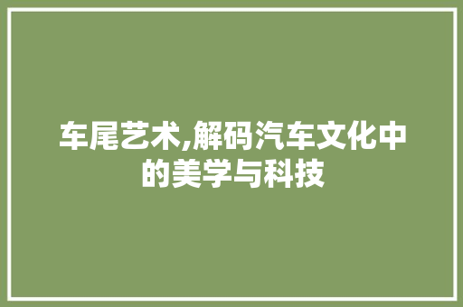 车尾艺术,解码汽车文化中的美学与科技