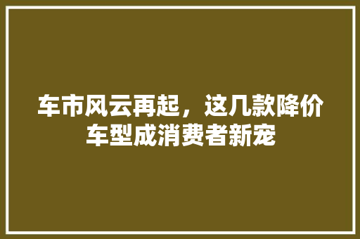 车市风云再起，这几款降价车型成消费者新宠