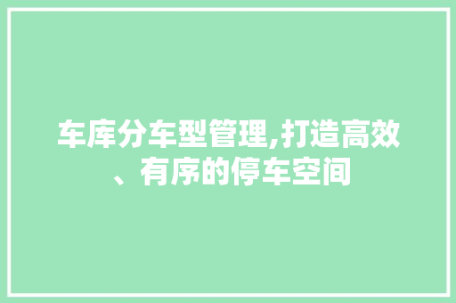 车库分车型管理,打造高效、有序的停车空间