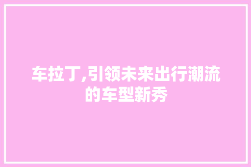 车拉丁,引领未来出行潮流的车型新秀