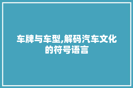 车牌与车型,解码汽车文化的符号语言