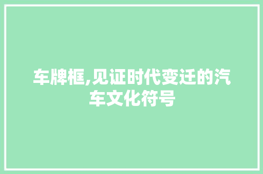 车牌框,见证时代变迁的汽车文化符号