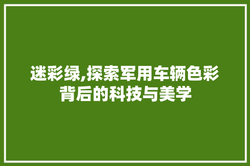 迷彩绿,探索军用车辆色彩背后的科技与美学