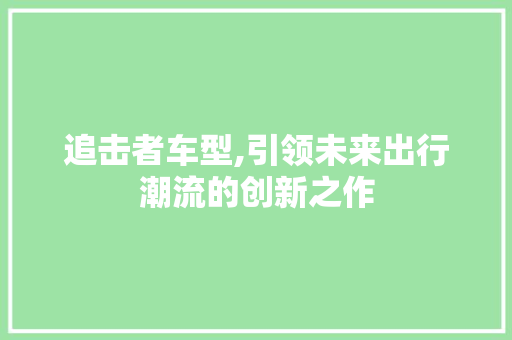 追击者车型,引领未来出行潮流的创新之作
