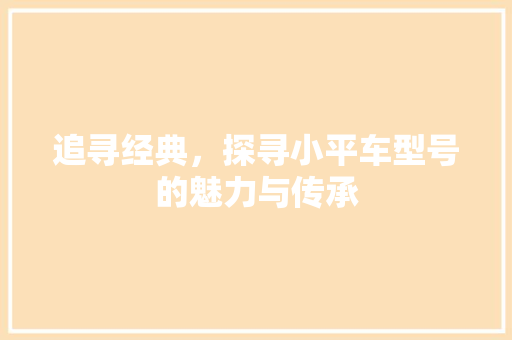 追寻经典，探寻小平车型号的魅力与传承