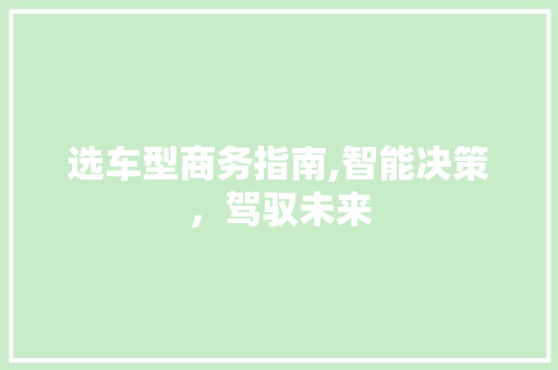 选车型商务指南,智能决策，驾驭未来