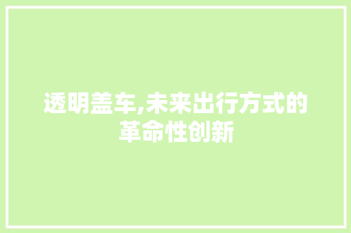 透明盖车,未来出行方式的革命性创新