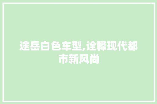 途岳白色车型,诠释现代都市新风尚