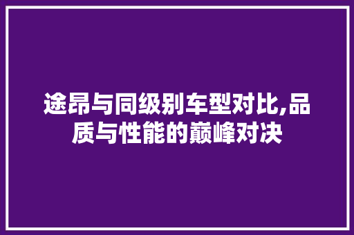 途昂与同级别车型对比,品质与性能的巅峰对决