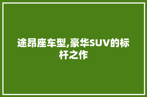 途昂座车型,豪华SUV的标杆之作