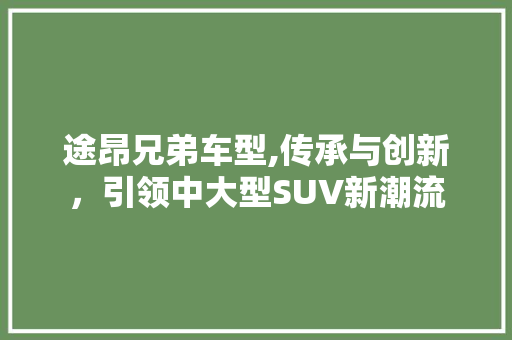 途昂兄弟车型,传承与创新，引领中大型SUV新潮流