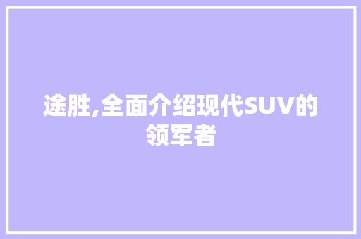 途胜,全面介绍现代SUV的领军者