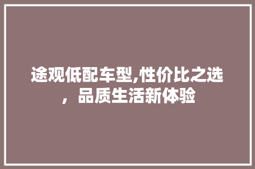 途观低配车型,性价比之选，品质生活新体验