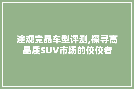 途观竞品车型评测,探寻高品质SUV市场的佼佼者