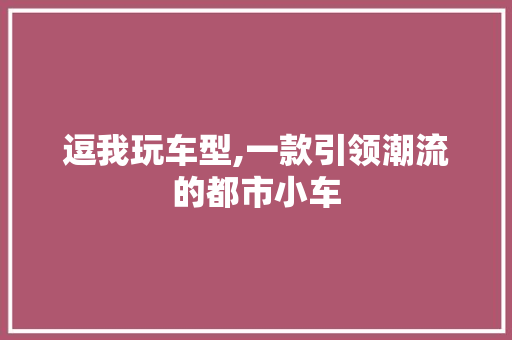 逗我玩车型,一款引领潮流的都市小车
