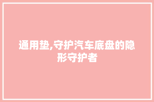 通用垫,守护汽车底盘的隐形守护者
