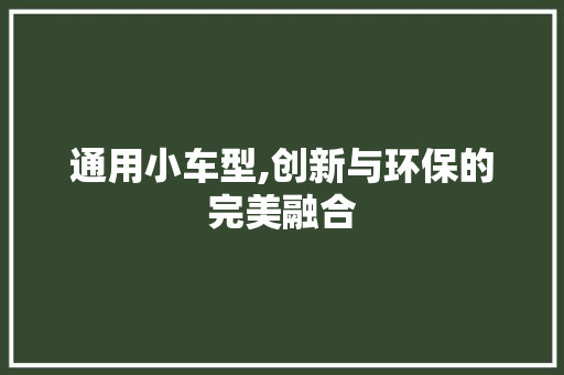 通用小车型,创新与环保的完美融合
