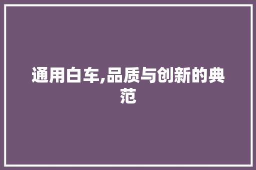 通用白车,品质与创新的典范
